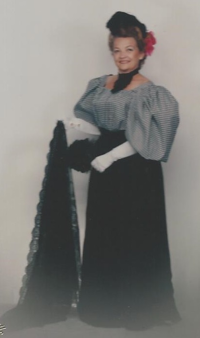 Peggy Fields in period dress